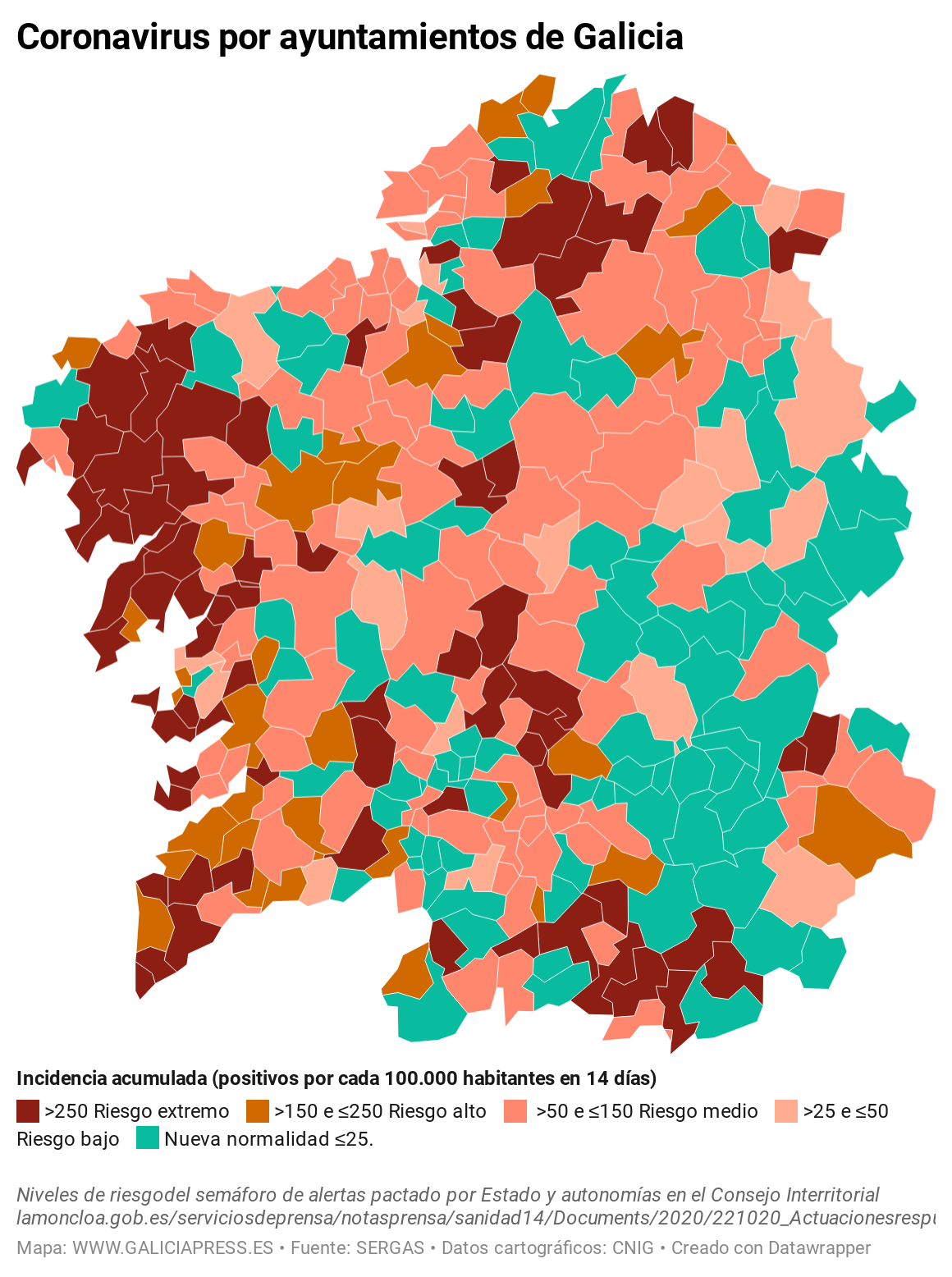 InXUz coronavirus por ayuntamientos de galicia 