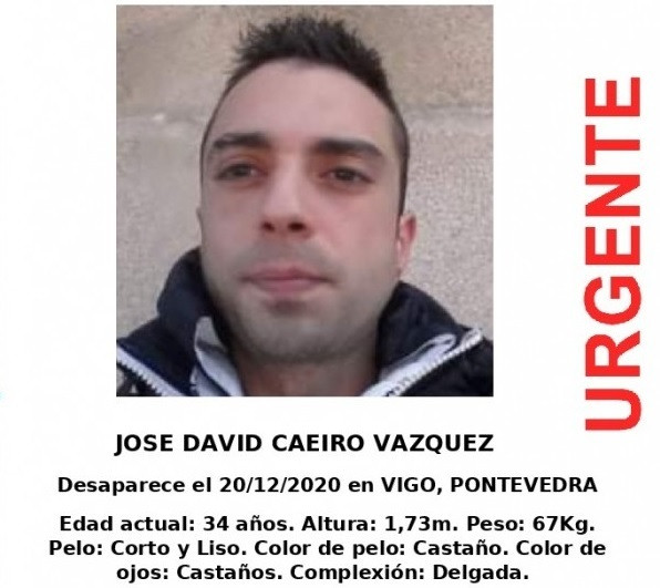 José David Caeiro Vázquez, desaparecido el 20 de diciembre de 2020 en Vigo