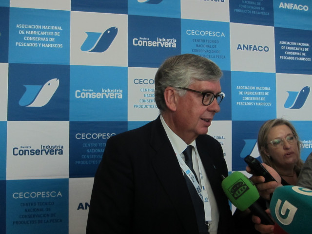 El secretario general de Anfaco-Cecopesca, Juan Vieites, tras la inauguración de la Conferencia Mundial del Atún
