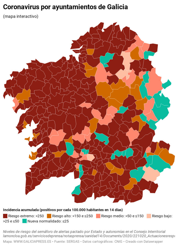 Covid por concellos: 176 nuevos casos en un solo día en A Coruña ciudad, que crece más que cinco áreas sanitarias