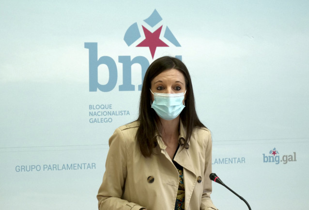 La viceportavoz parlamentaria del BNG, Olalla Rodil, en rueda de prensa