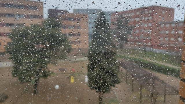 Gotas de lluvia en una ventana