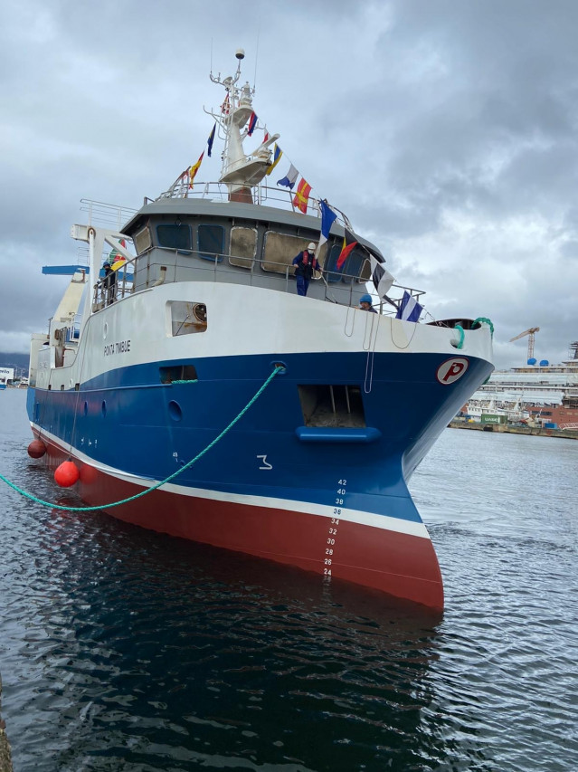 Botadura del buque congelador de Nueva Pescanova 'Ponta Timbué'