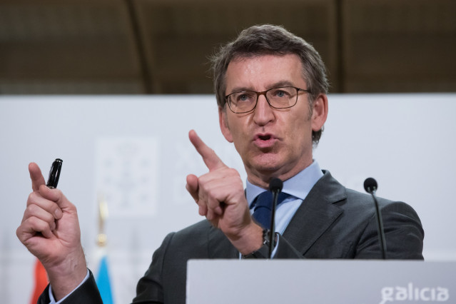 El presidente de la Xunta, Alberto Núñez Feijóo, en la rueda posterior a la reunión del Consello de la Xunta