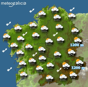 El tiempo para martes en Galicia: Chubascos probables en cualquier punto y ligero ascenso térmico