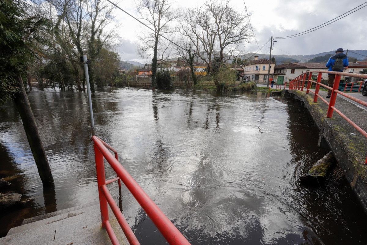 Inundación fruto de la crecida del Río Miñor a su paso por Gondomar, Pontevedra, Galicia (España), a 18 de febrero de 2021. El Río Miñor  ha registrado un 