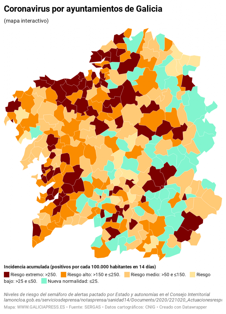 Coronavirus municipios: Lugo está atascado mientras el resto de las ciudades continúa mejorando