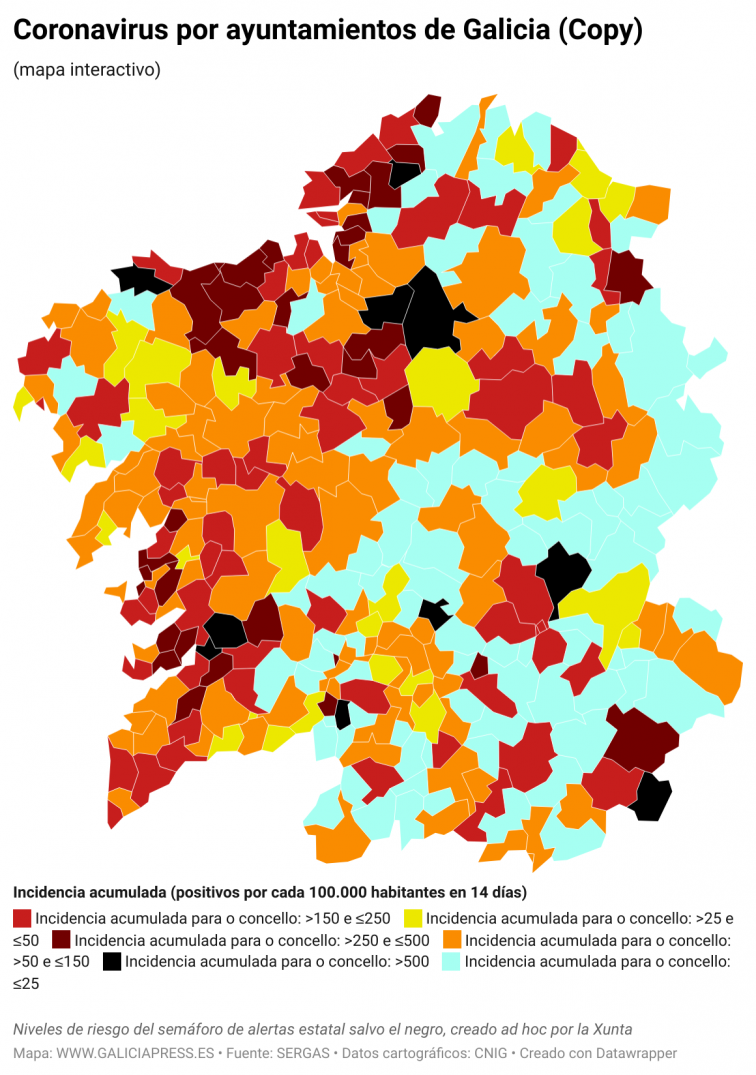 Covid por concellos: Vigo y Pontevedra, únicas ciudades que crecen; Guitiriz y Carballo evolucionan favorablemente