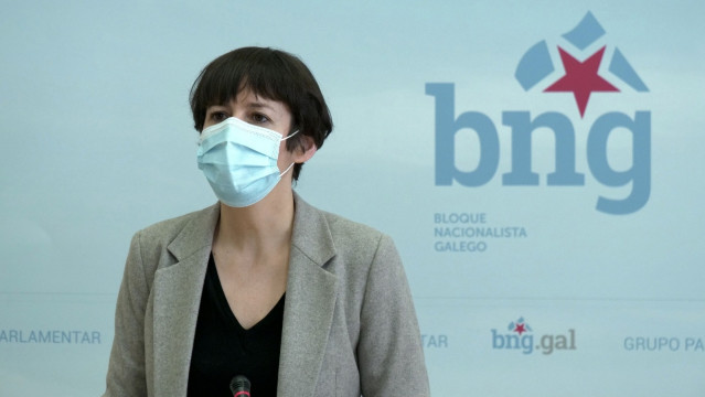 La portavoz nacional del BNG, Ana Pontón, en una rueda de prensa ofrecida en la Cámara gallega