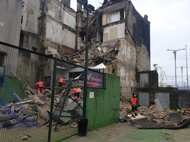 Edificio en ruinas derrumbado en Vigo