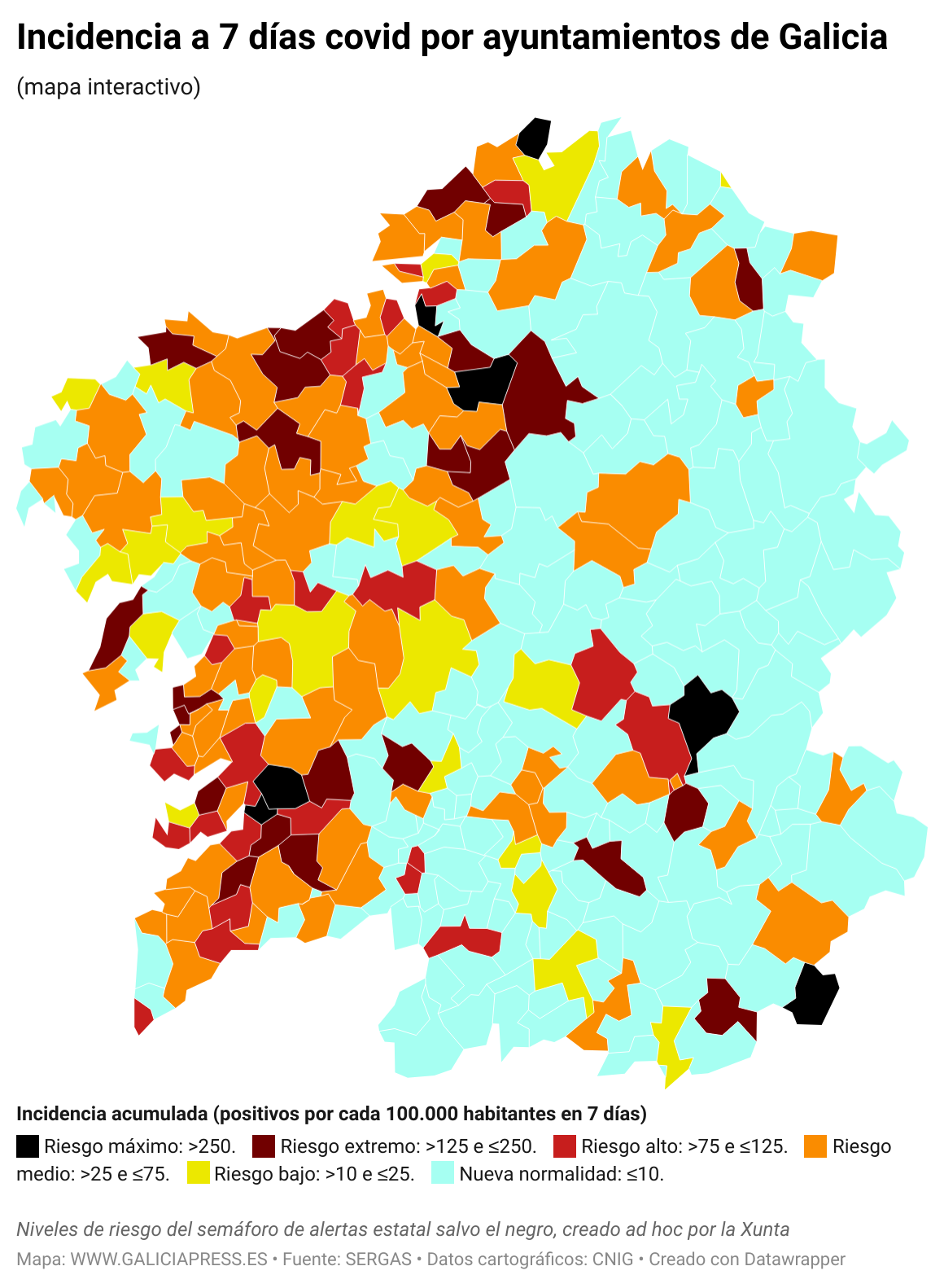 NvrCT incidencia a 7 d as covid por ayuntamientos de galicia 