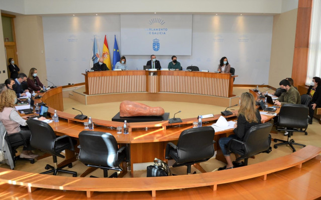 Comisión 8ª, de Pesca e Marisqueo, del Parlamento de Galicia el 2 de marzo de 2021.