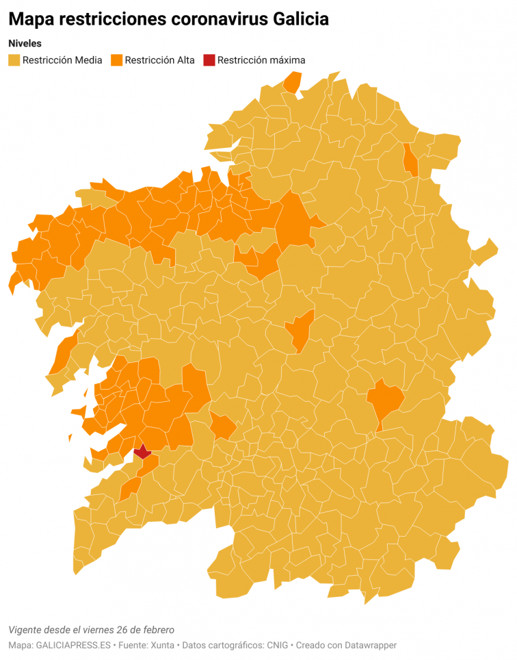 Así queda el mapa de restricciones: se puede entrar en cualquier municipio si es solo para transitar