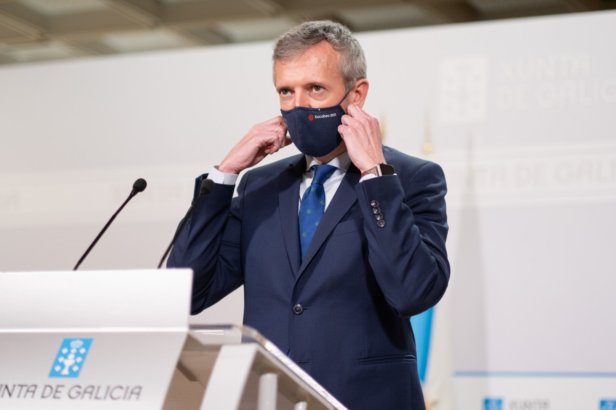 El vicepresidente primeiro de la Xunta, Alfonso Rueda, durante la rueda de prensa posterior al Consello de la Xunta celebrado el 18 de febrero