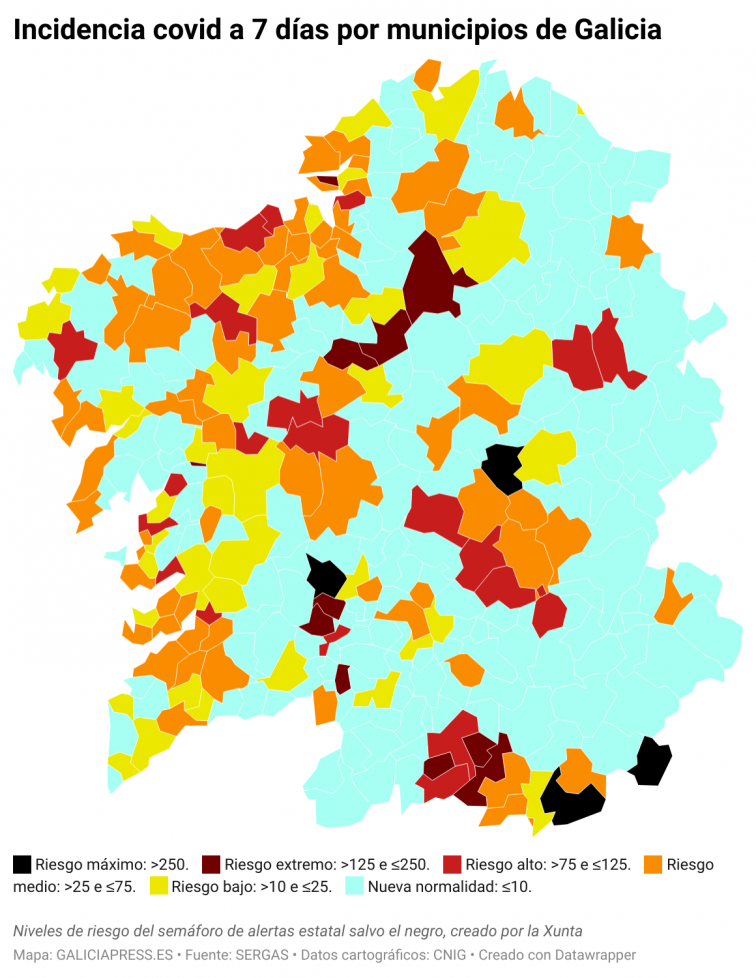 Covid municipios: A Coruña y Vigo empiezan a rebotar un poco, tanto ciudades como sus áreas sanitarias