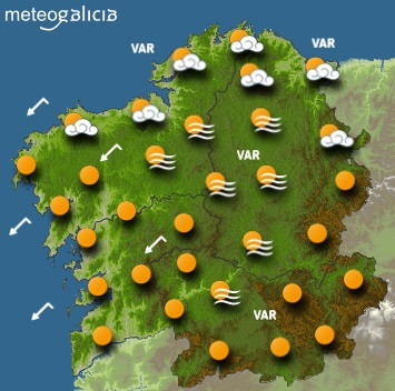 Mapa del tiempo del 9 de marzo. Meteogalicia.