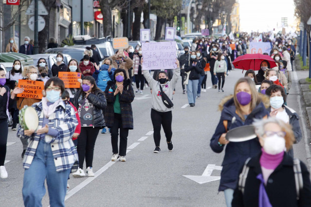 xxx durante una manifestación feminista convocada por Galegas8M en Vigo, Pontevedra, Galicia (España), a 8 de marzo de 2021. Con motivo del Día Internacional de la Mujer, el colectivo feminista Galegas 8M ha convocado varias decenas de manifestaciones en