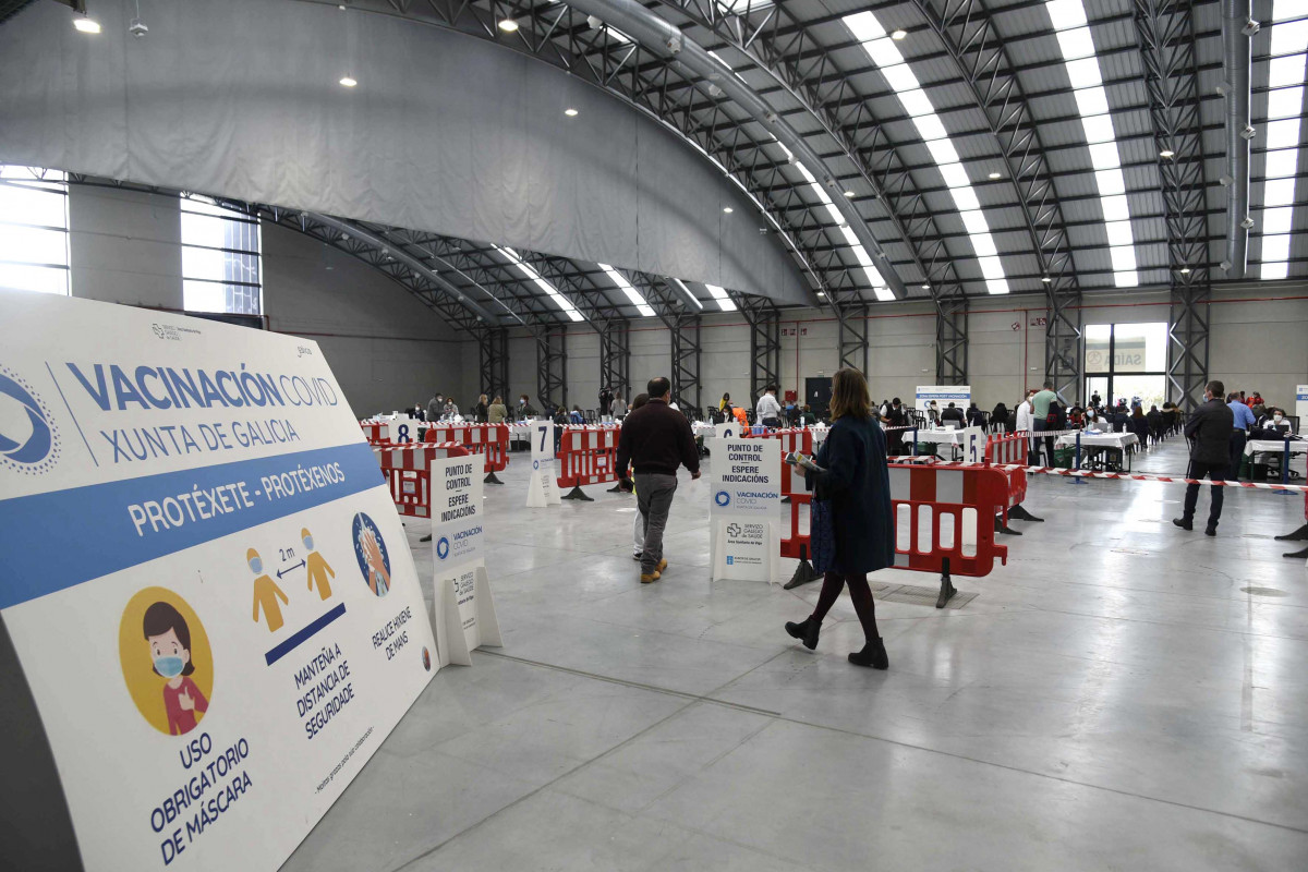 Vista general del Instituto Ferial de Vigo (Ifevi), en Pontevedra, Galicia (España), a 13 de marzo de 2021. Un total de 4.400 personas serán inmunizadas por un equipo de 60 profesionales sanitarios 