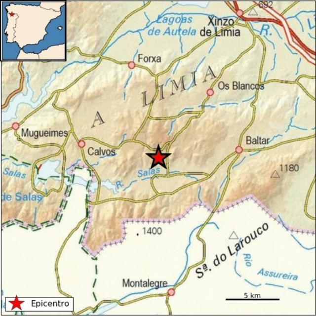 Imagen del seísmo de 3,1 de magnitud con epicentro en el municipio ourensano de Calvos de Randín