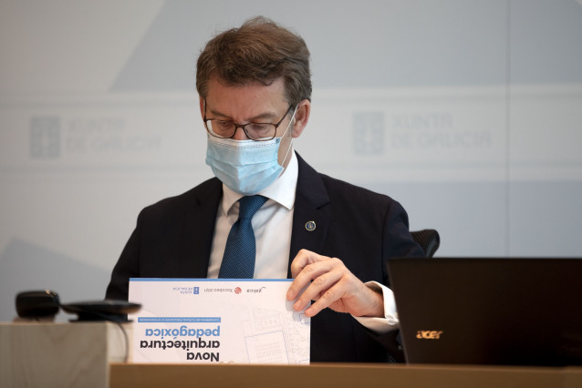 El presidente de la Xunta, Alberto Núñez Feijóo, en el Consello de Xunta