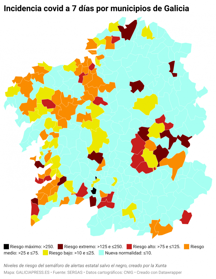 Covid municipios: Vigo y varios otros municipios turísticos acentúan su repunte de positivos semanales