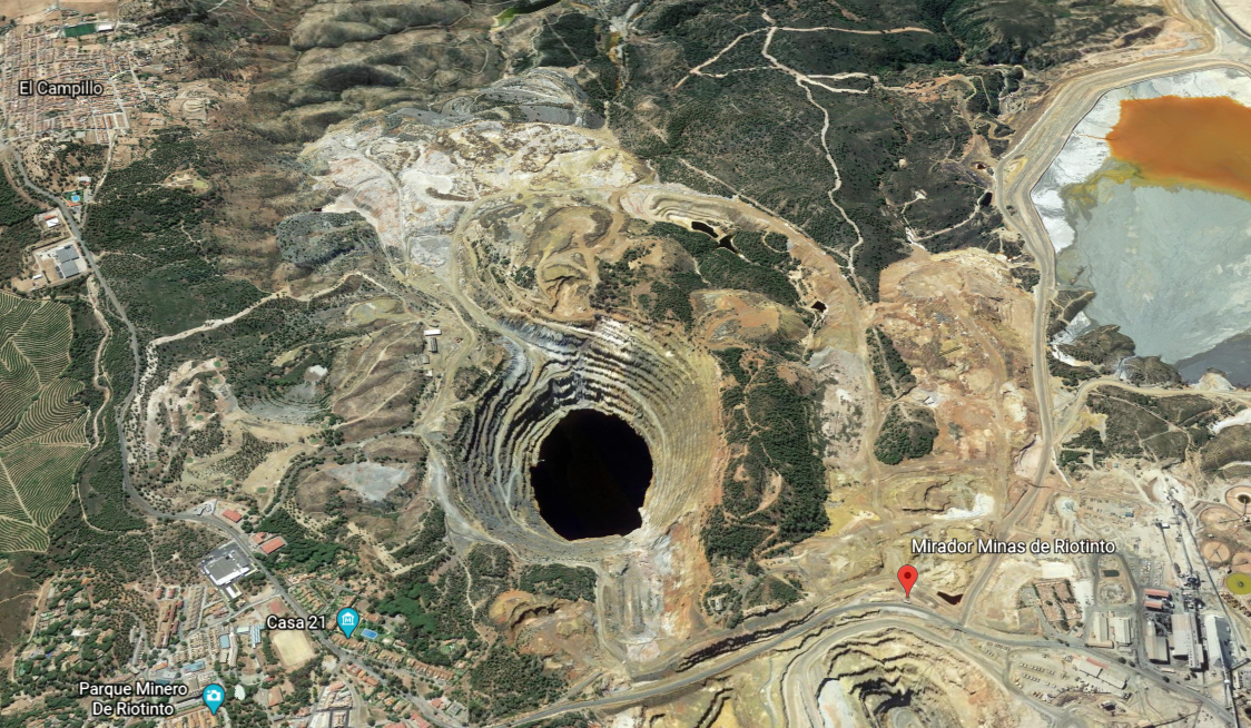 La fu00e1brica de tecnosoles estaru00eda en las proximidades de la actual mina de cobre de Ru00edo Tinto