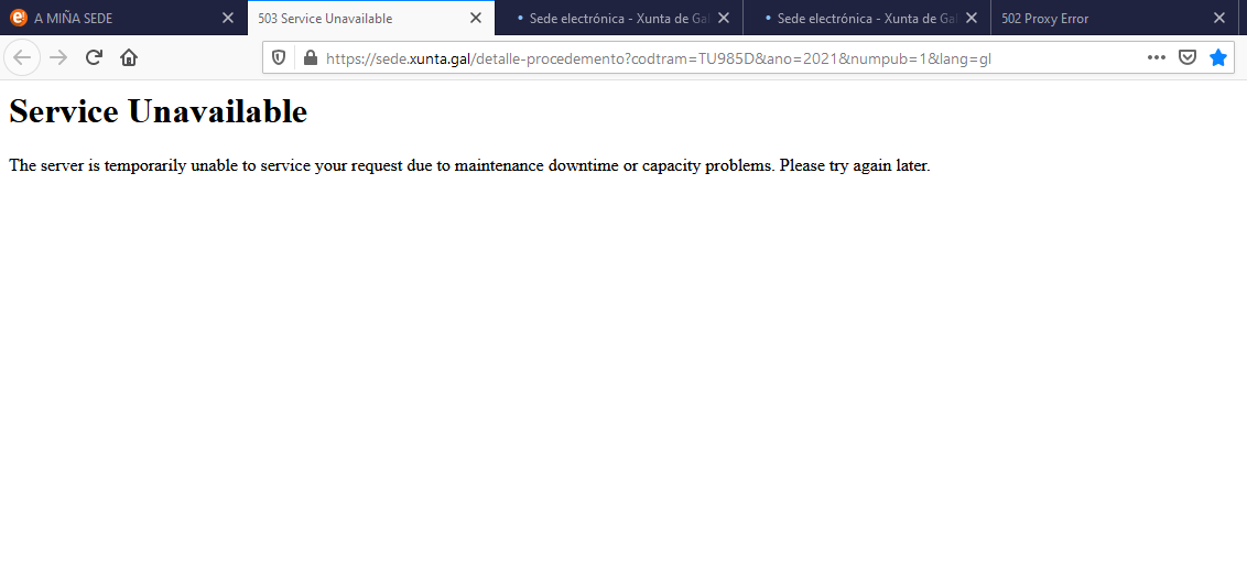 Servidor no disponible