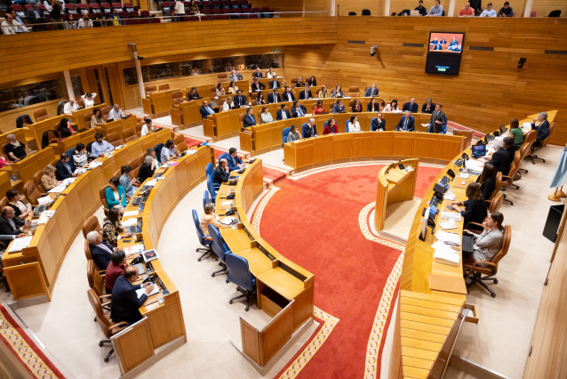 Archivo - Pleno del Parlamento de Galicia durante la sesión de control al presidente de la Xunta, Alberto Núñez Feijóo.