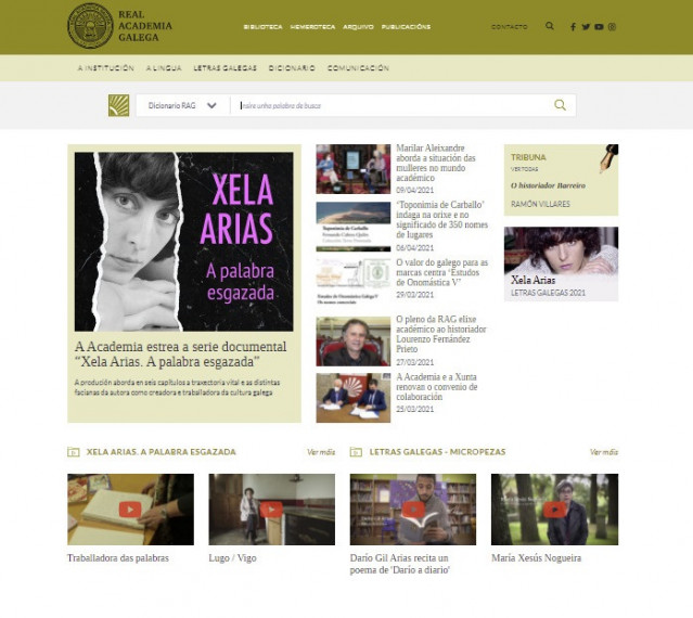Pagina de la Real Academia Galega