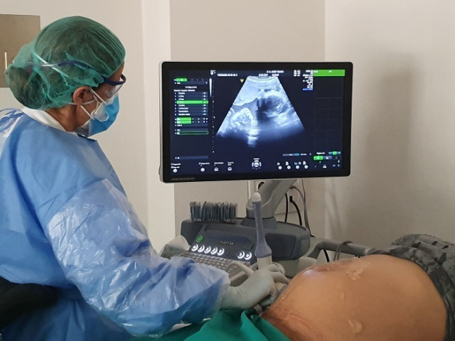 Archivo - Ecografía a una paciente embarazada