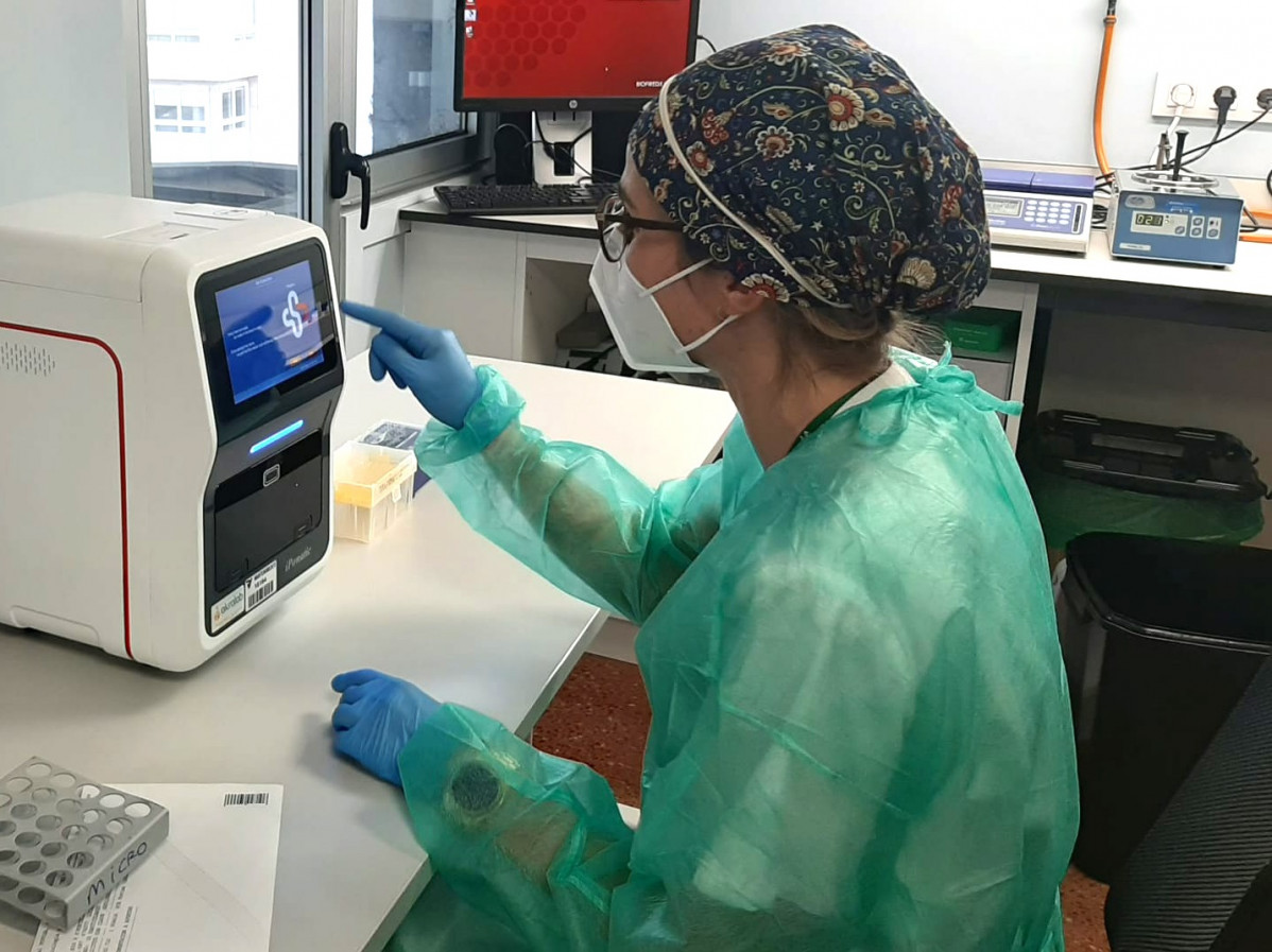 Archivo - Una profesional analiza una prueba de detección de COVID