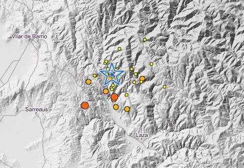 La actividad sísmica prosigue en el área de Laza con una veintena de terremotos en menos de 24 horas