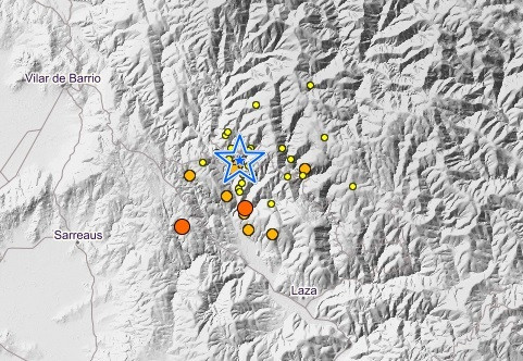 Temblores registrados en el área de Laza desde el pasado jueves.