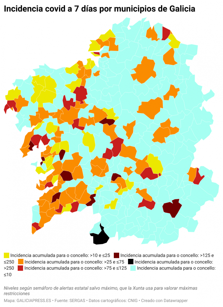 Covid por concellos: estallido de contagios en Vigo y Mos; Ourense sube y mejoría leve en O Barbanza