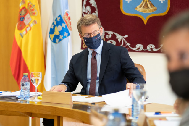 O titular do Goberno galego, Alberto Núñez Feijóo, preside a reunión do Consello da Xunta. Parlamento de Galicia, Santiago de Compostela, 26/05/21.
