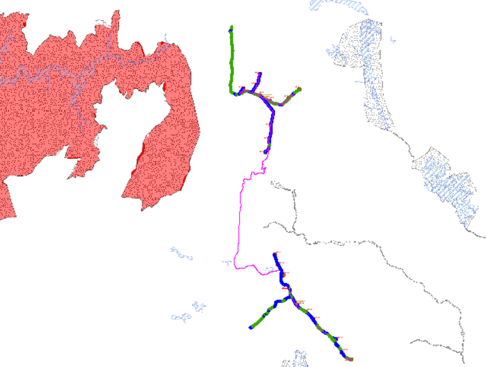 Mapa parque eu00f3lico Mistral del proyecto enviado por Greenalia al Ministerio situado muy cerca del Parque Natural das Fragas do Eume en rojo en el mapa y de una zona de protecciu00f3n de aves