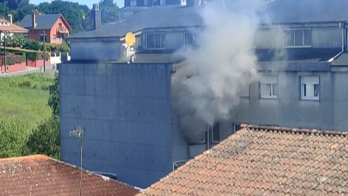 Incendio en Sigueiro en una imagen de la CRTVG