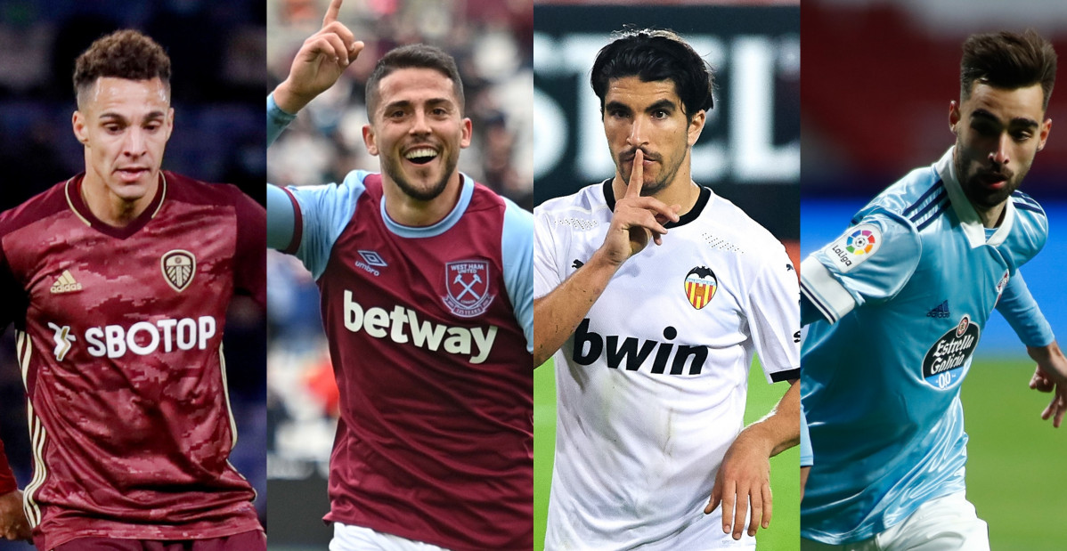 Archivo - Rodrigo Moreno, Pablo Fornals, Carlos Soler y Brais Méndez