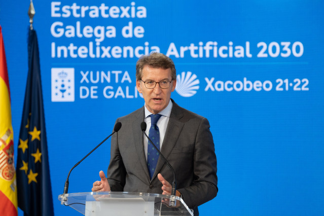 El presidente de la Xunta, Alberto Núñez Feijóo, participa en la clausura del acto de presentación de la Estrategia Gallega de Inteligencia Artificial 2030