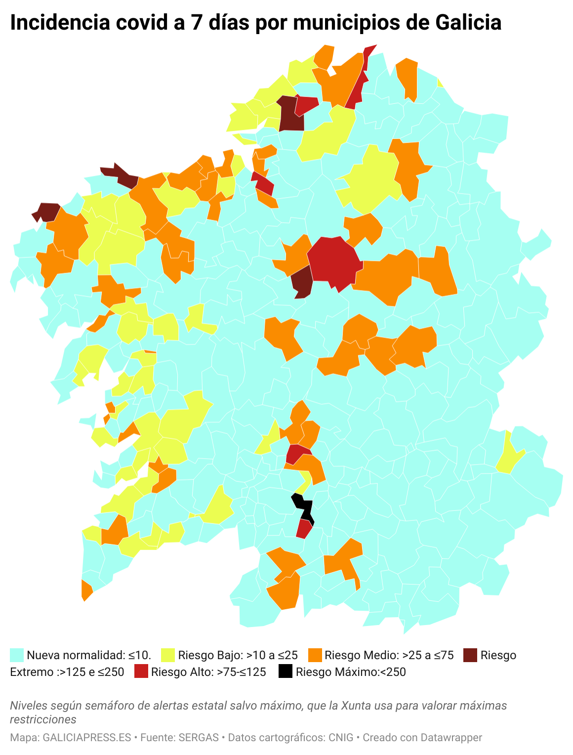 CCf7Y incidencia covid a 7 d as por municipios de galicia 
