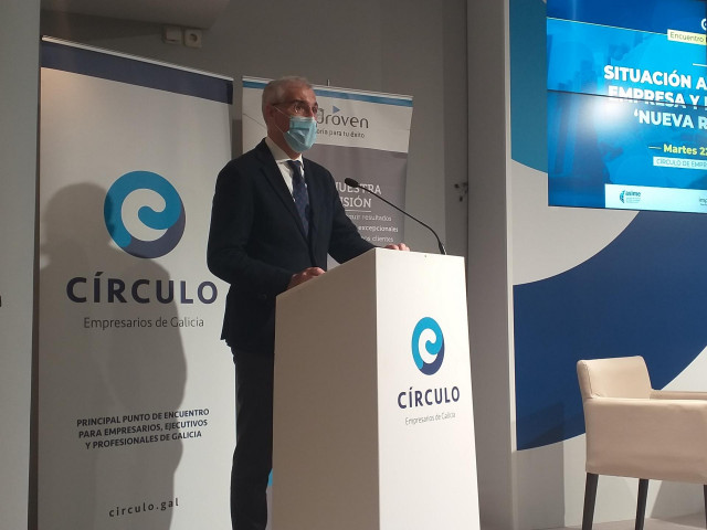 El vicepresidente económico de la Xunta, Francisco Conde, en un acto en el Círculo de Empresarios de Galicia, en Vigo.