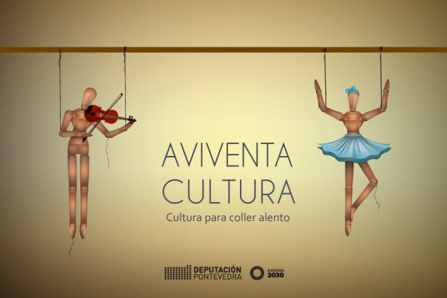 Cartel de presentación del programa 'Aviventa Cultura', de la Diputación de Pontevedra, al que pertenecen los ciclos 'Tras as Ameas' y 'Música no Ar'.
