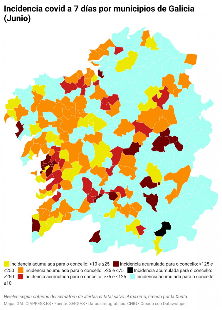 Covid por concellos: ¿Está la llegada de turistas detrás del estallido de casos en A Illa de Arousa y el resto de O Salnés?