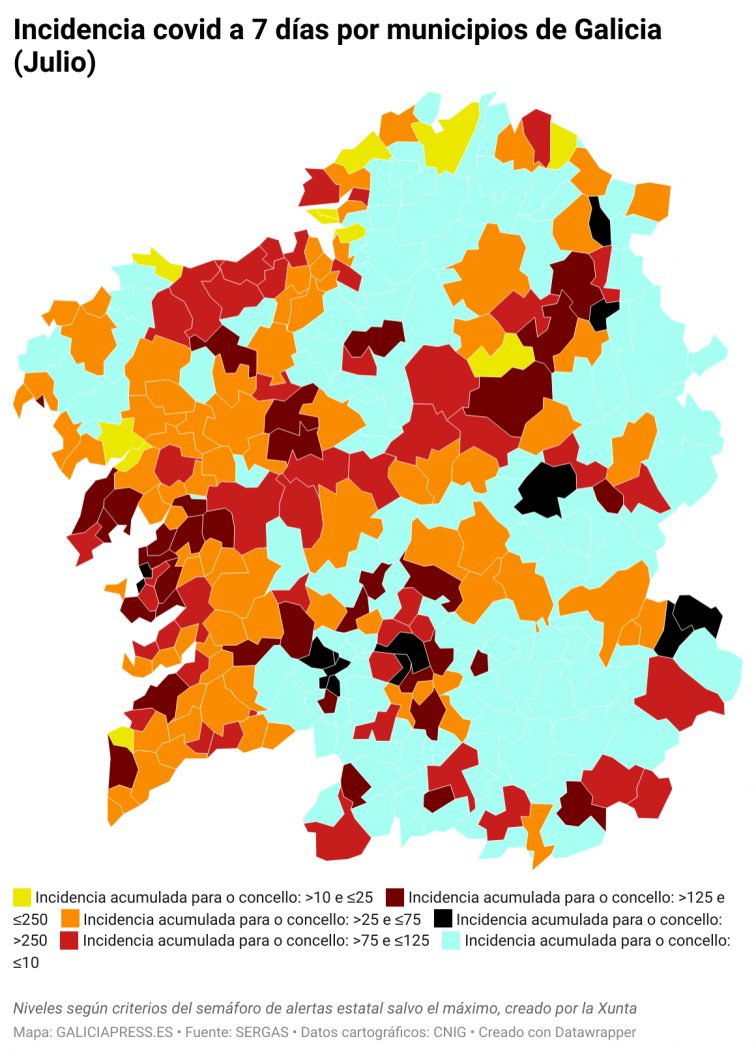 Covid por concellos: la vorágine en la que está atrapada la ciudad de Vigo convierte a su área en la más afectada
