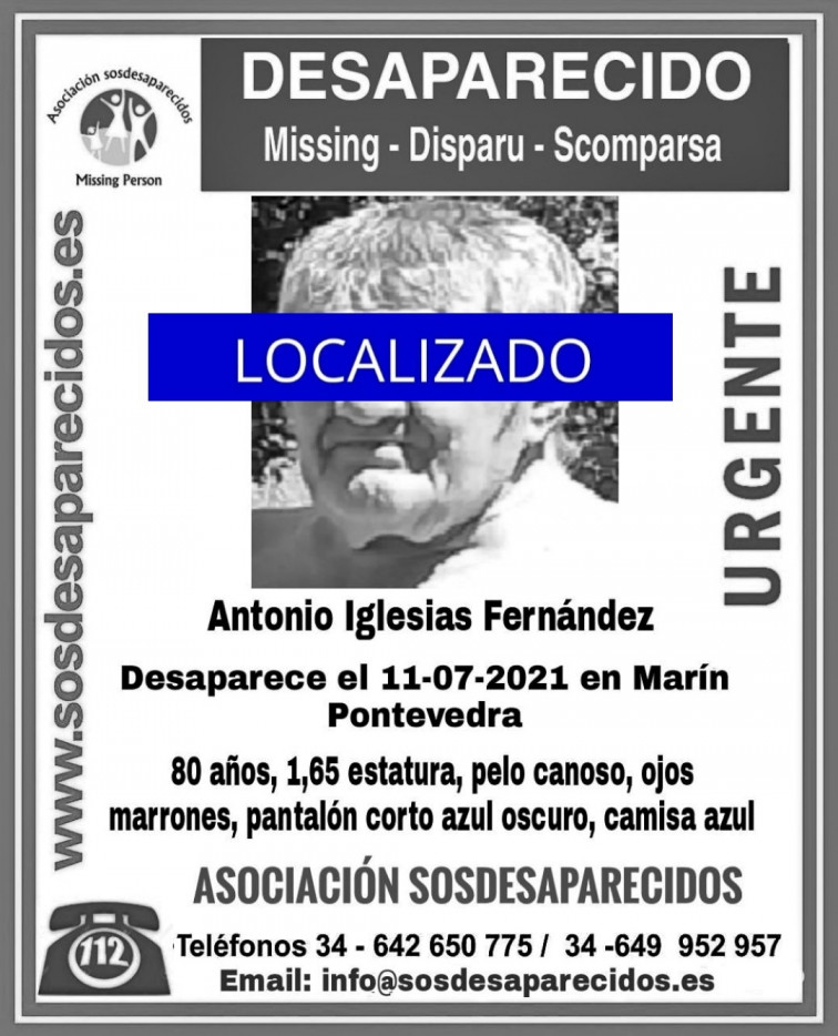 Localizado con vida en Marín al hombre de 80 años que llevaba desaparecido desde el domingo