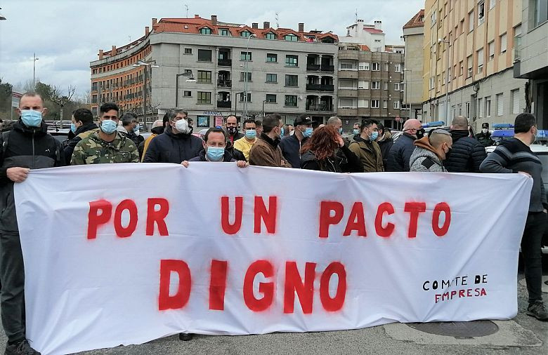 Una protesta de trabajadores de Frigolouro en 2017 en una foto de CIG