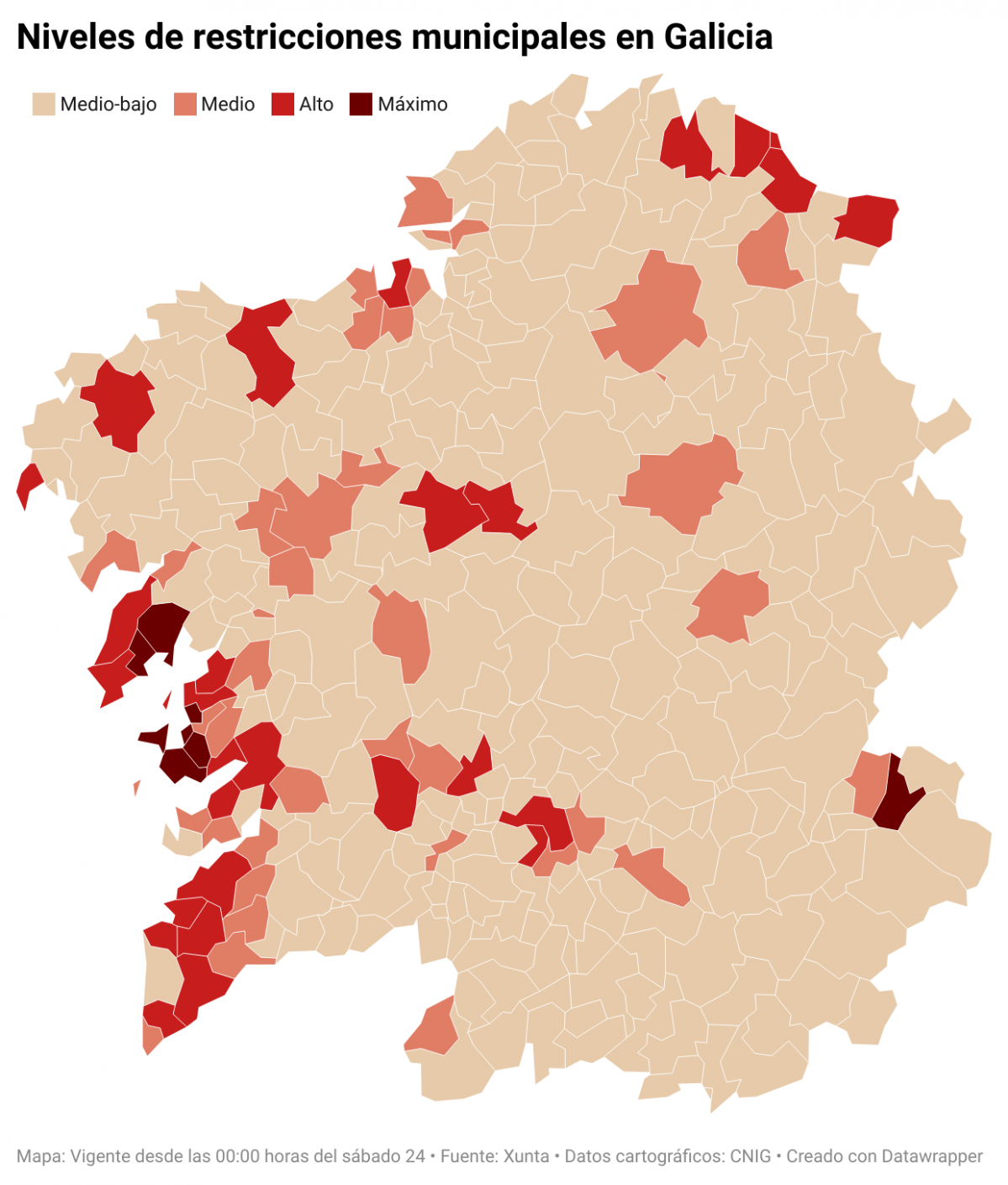 PSnmy niveles de restricciones municipales en galicia