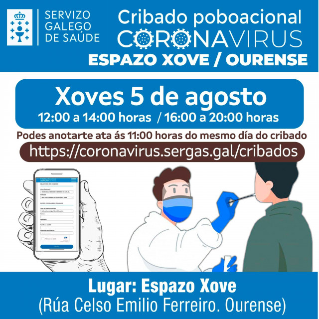 Anuncio de convocatoria de cribado en Ourense.