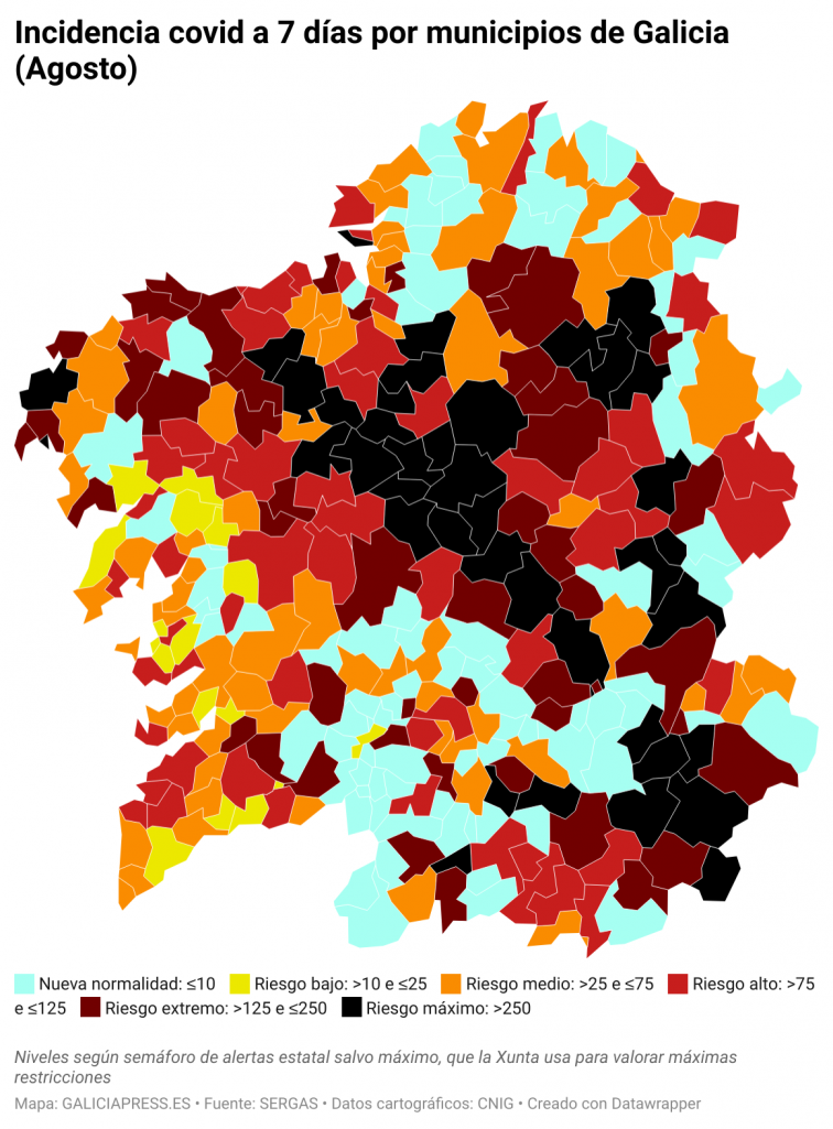 Covid por concellos: Ourense es la ciudad con la peor evolución y Lugo es ya la segunda área más afectada