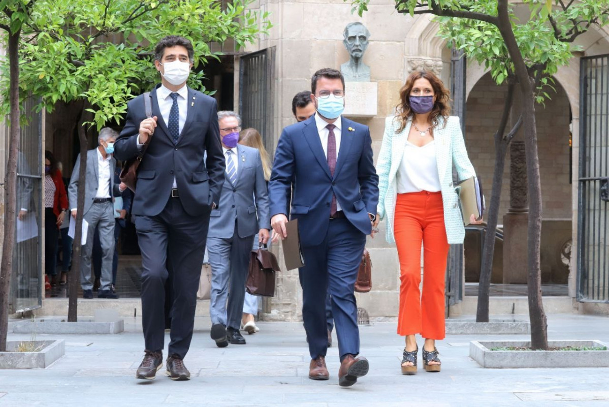 Miembros del Govern de Pere Aragonès antes de la reunión del Consell Executiu del 31 de agosto.